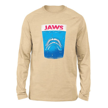 Jaws Teeth Men/Unisex Drop Shoulder Sweatshirt in Heather Sand Dune color